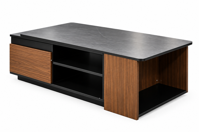 Extendable Coffee Table, Length Adjustable Wood Coffee Table With 2 Storage Drawers For Living Room, Large Long Rectangular Center Table