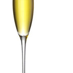 Tilted glass of champagne