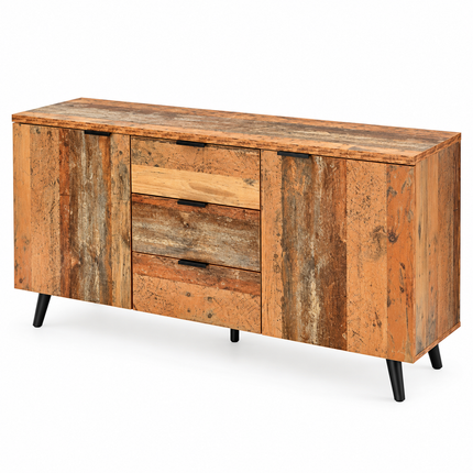 Sideboard Storage Cupboard Kitchen Buffet Sideboard TV Cabinet With Adjustable Shelves Dresser Vertical Cabinet Three Drawers For Living Room Dining Room Bedroom Vintage Brown 140cm