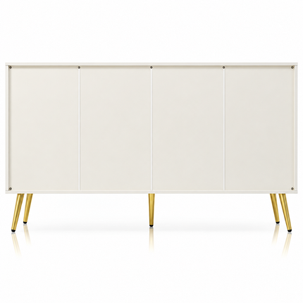 Sideboard Cabinet For Living Room, Chest Of Drawers With 2 Doors And 3 Drawers, Adjustable Shelf, Cream White, 40D X 140W X 84H CM